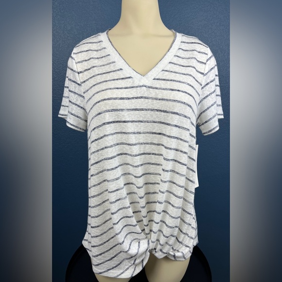 2 Caslon Tops Small Navy & White Striped T Shirt Bundle With Short Sleeve - Picture 6 of 10